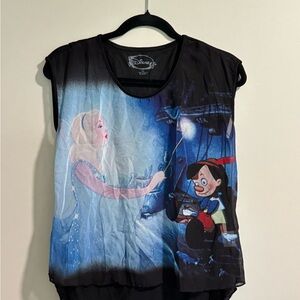 Disney Black and Blue Tank Top Pinocchio blue fairy hot topic vintage classic